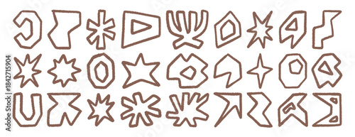 Abstract hand drawn shapes with rough brush stroke, minimal modern cutout style