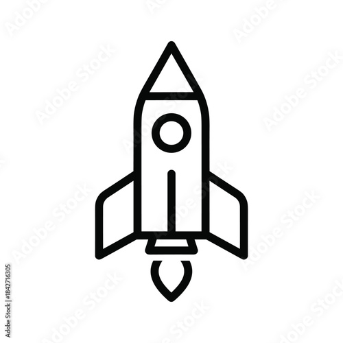 Simple black rocket ship icon on white background