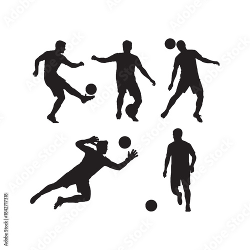 Soccer Player Silhouettes Collection,Soccer Player Silhouettes,Vector Soccer Player Silhouettes,Football Athlete Figures Silhouettes,soccer player vector
