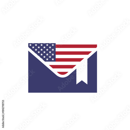 Usa Flag Marked Mail In Icon
