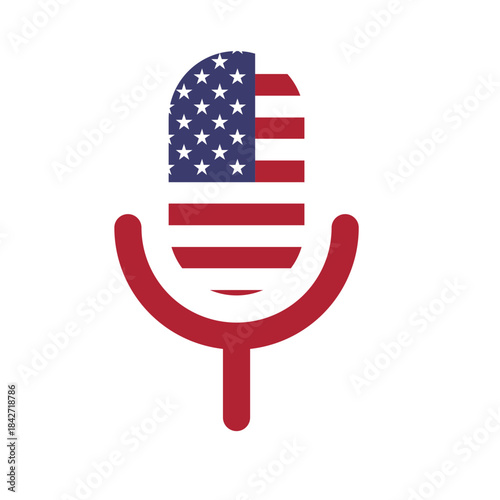 Usa Flag Microphone Sign In Icon