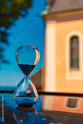 Alpine summer landscape view with an hourglass near Waging am See, Traunstein, Bavaria, Germany
