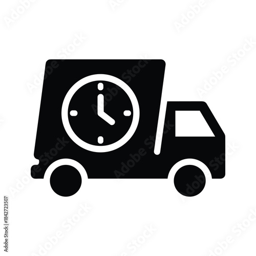 Delivery truck with clock on side