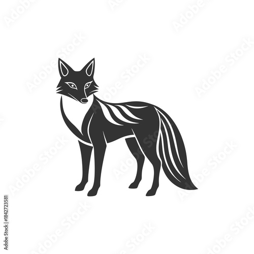 Black and white fox vector illustration cute kitten icon design