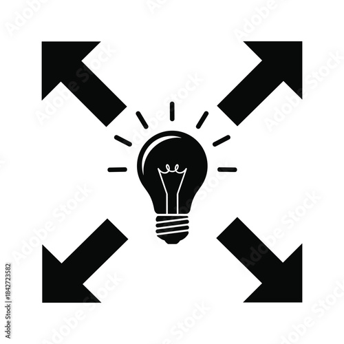 Idea generation and innovation concept with arrows