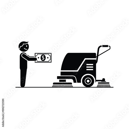 Person paying for street sweeper service