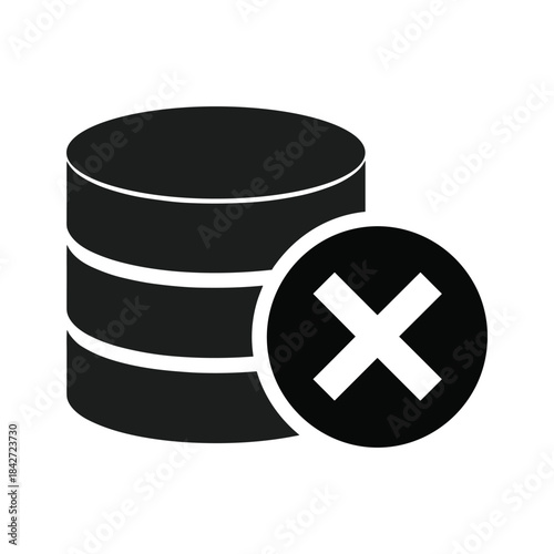 Database error or failure indicated by cross symbol