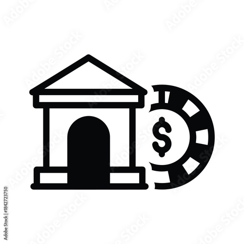 Banking and casino chip with dollar sign