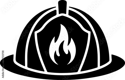  Firefighter Safety Helmet with Flame Shield Icon Vector