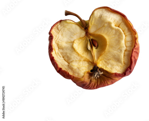 Dried apple slice with seeds isolated on a transparent background fruit
