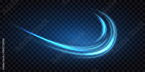 Light blue ellipse. Semicircular wave, light vortex trail. Bright spiral. Vector.