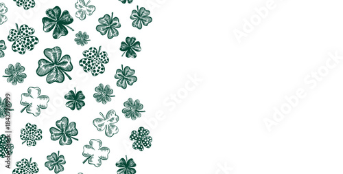 St Patricks day shamrocks garland on white background
