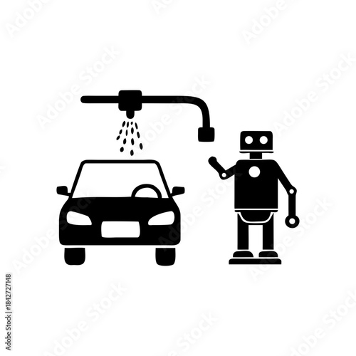 Automated robotic car wash service concept, modern technology for efficient vehicle cleaning.