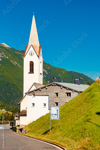 Church on a sunny summer at Warth, Bregenz, Vorarlberg, Austria
