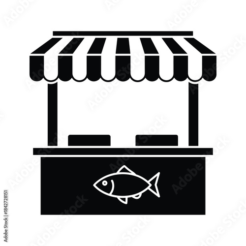 Fish market stall icon