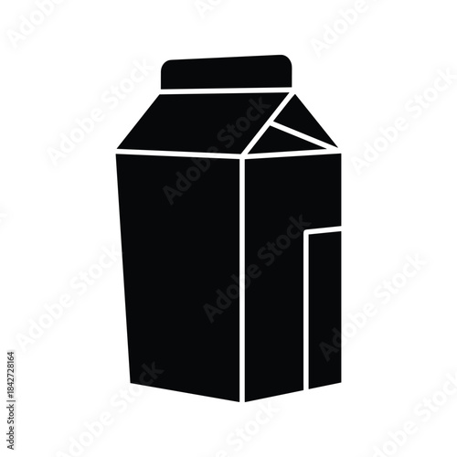 Milk carton icon in black and white