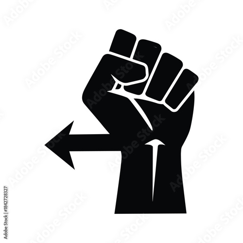 Raised fist with arrow graphic illustration
