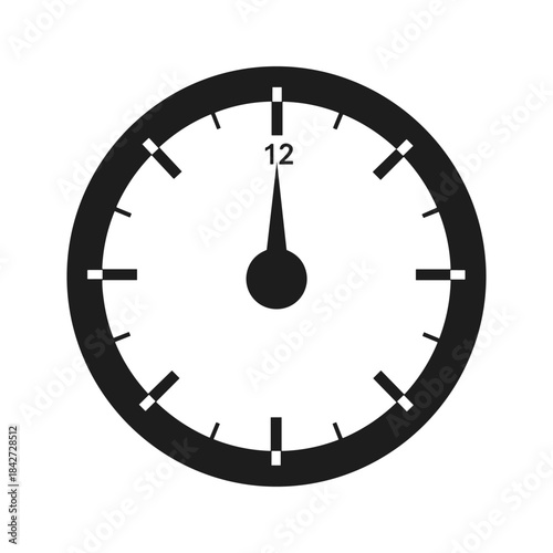 Simple clock face showing twelve o clock