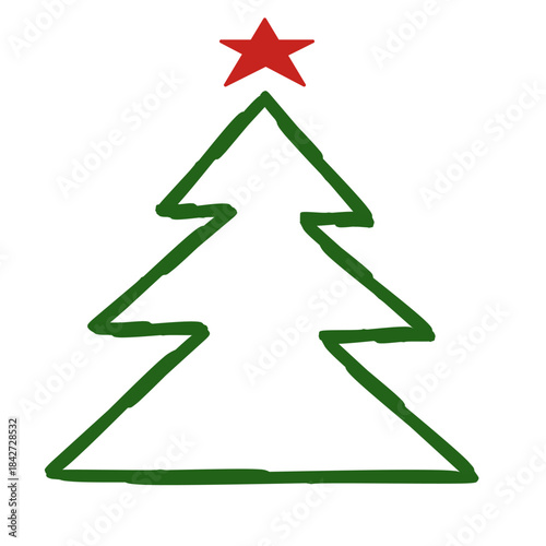 green christmas tree icon isolated on white background