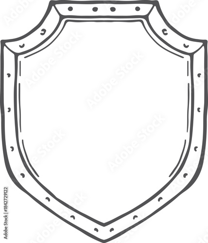 A shield with a black border and a white center