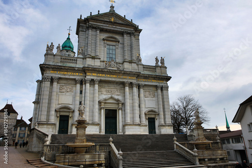 Basel, Switzerland, city view on a cloudy winter day