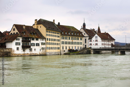 Basel, Switzerland, city view on a cloudy winter day