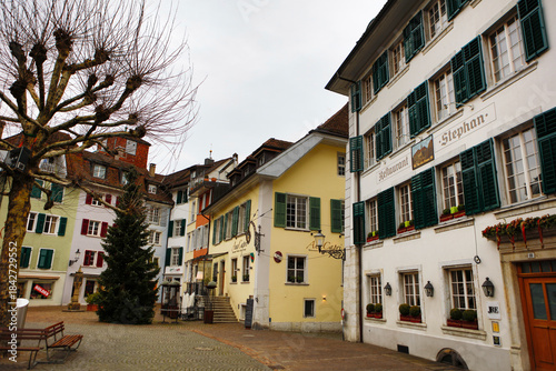 Basel, Switzerland, city view on a cloudy winter day