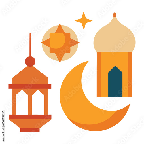 vector illustration of a mosque in a white background