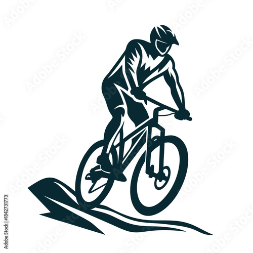 Dynamic Mountain Biker Silhouette Vector Illustration