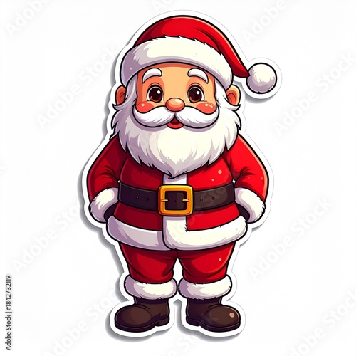 Full-body illustration of a joyful Santa Claus wearing his classic red suit.