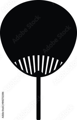 Hand Fan Silhouette. Black and White Icon Design Elements on Isolated White Background