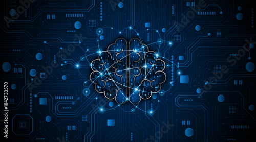 Circuit board of computer neural network or electronic artificial intelligence. Brain circuit technology. modern technology innovation concept background	