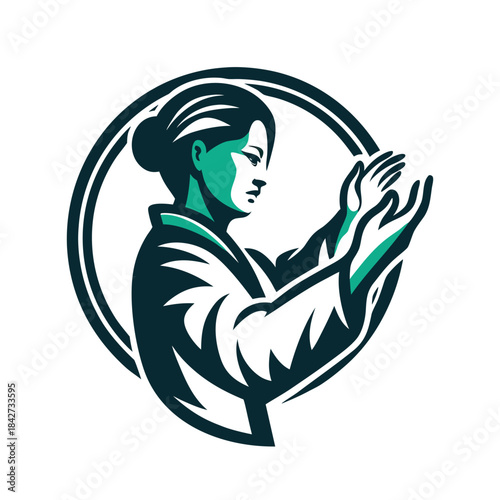 Martial Arts Woman Vector Logo Emblem