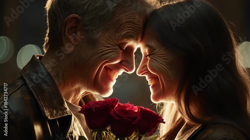 VFX timelapse of couple transitioning from youth to old age. AI Ageing timelapse animation.