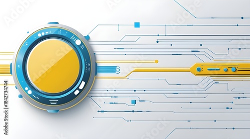 Tech Circular Interface and Circuit Line Vector Illustration