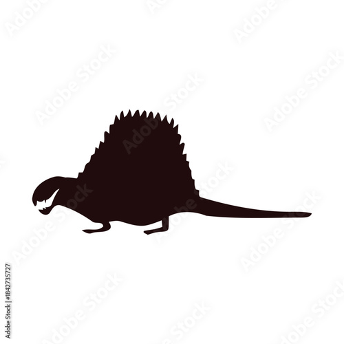 Dynamic Silhouette of a Powerful Prehistoric Animal, Depicting a Majestic Sail-Backed Reptile from Ancient Earth, Perfect for Educational Designs and Historical Themes