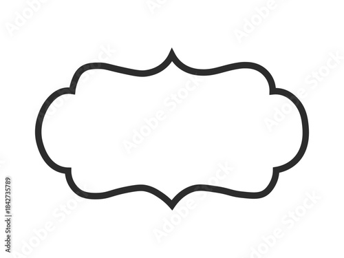 Illustration of black cloud shaped label outline on for text or logo