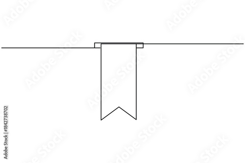 Curved ribbon banner and bookmark line art graphic for decoration
