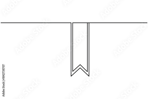 Curved ribbon banner and bookmark line art graphic for decoration
