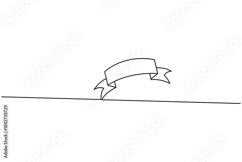 Curved ribbon banner and bookmark line art graphic for decoration
