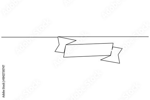 Curved ribbon banner and bookmark line art graphic for decoration
