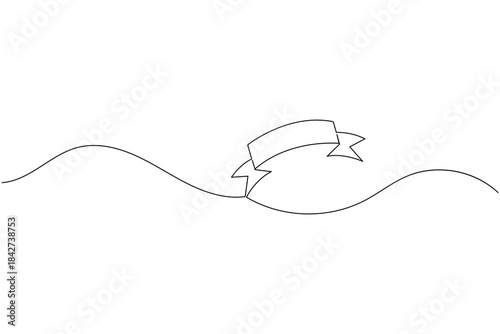 Curved ribbon banner and bookmark line art graphic for decoration
