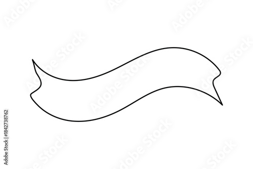Curved ribbon banner and bookmark line art graphic for decoration
