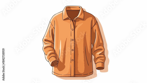 Orange Long Sleeve Button Up Shirt Illustration.