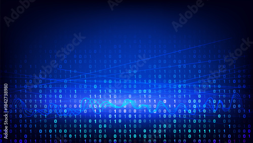 Digital Binary Code 0 and 1 with Data Stream  Technology Background