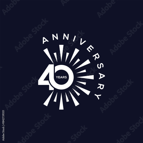 40 Years Anniversary with fireworks logo design vector. Unique 40 years logo design graphics. In colorful.