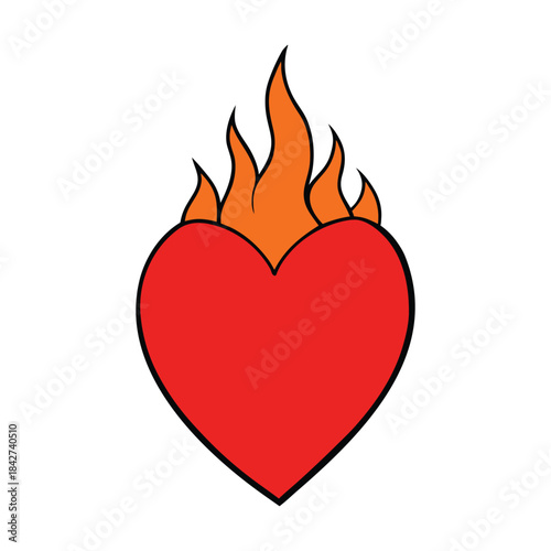 A flaming heart glowing with passion, its fiery edges flickering with warmth and intensity, symbolizing deep love, burning emotions, and an unbreakable bond that shines brightly.

