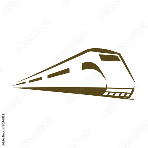 Brown train front view with windows and headlights