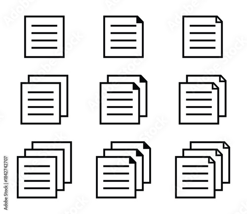 Set of document icon - Paper document icon isolated flat style. Notes and files icon vector design 