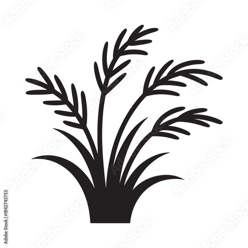 Minimalist illustration of pampas grass or ornamental reed in silhouette form.